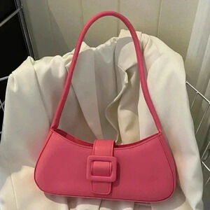 Pink Women's Medium Zipper Bag Minimalist Adjustable Strap Shoulder Bag